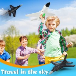 2 Pack Airplane Launcher Toys 13.5" F-16 Foam Airplane 2 Ways to Play Catapult Plane Toy for Boys Outdoor Flying Toy Christma...