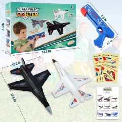 2 Pack Airplane Launcher Toys 13.5" F-16 Foam Airplane 2 Ways to Play Catapult Plane Toy for Boys Outdoor Flying Toy Christma...