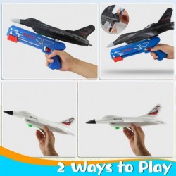 2 Pack Airplane Launcher Toys 13.5" F-16 Foam Airplane 2 Ways to Play Catapult Plane Toy for Boys Outdoor Flying Toy Christma...