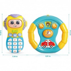 Baby Cell Phone Toy with Baby Wheel Baby Musical Toy Phone Toy Wheel with Sound Effect Volume Control Baby Light Up Toy - Pla...