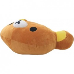 Cartoon Rilakkuma Plush Pillow Staffed Soft Easy Brown Bear Head Plush Toy Cute Relax Bear Sofa Cushion Children (Color : Yel...