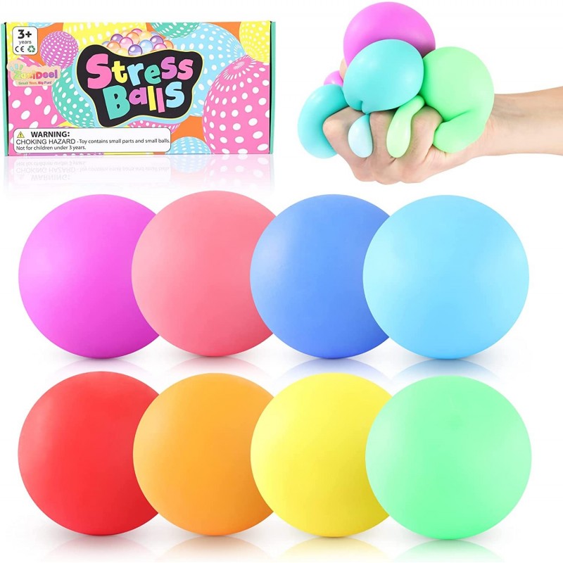 Slow Rising Sensory Stress Ball 8 Pack Squeeze Ball Stretchy Fidget Ball for Anxiety Stress Relief ADHD Autism Sensory Fidget...