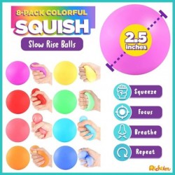 Slow Rising Sensory Stress Ball 8 Pack Squeeze Ball Stretchy Fidget Ball for Anxiety Stress Relief ADHD Autism Sensory Fidget...