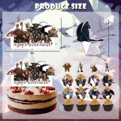 Cartoon Dragon Birthday Party Supplies - 64 PCS Birthday Party Favor with Happy Birthday Banner Cake Topper Cupecake Balloons...