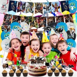 Cartoon Dragon Birthday Party Supplies - 64 PCS Birthday Party Favor with Happy Birthday Banner Cake Topper Cupecake Balloons...