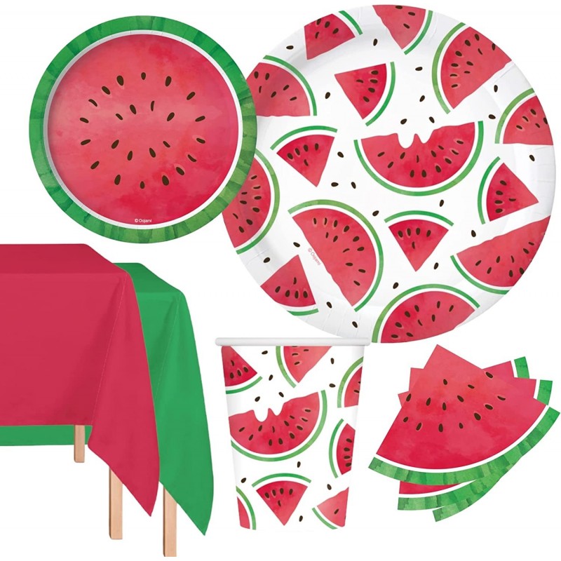 Serves 18 Complete Watermelon Summer Party Supplies Includes Plates Cups Napkins Table Covers Ideal for a Watermelon Theme Pa...