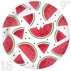 Serves 18 Complete Watermelon Summer Party Supplies Includes Plates Cups Napkins Table Covers Ideal for a Watermelon Theme Pa...