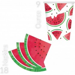 Serves 18 Complete Watermelon Summer Party Supplies Includes Plates Cups Napkins Table Covers Ideal for a Watermelon Theme Pa...