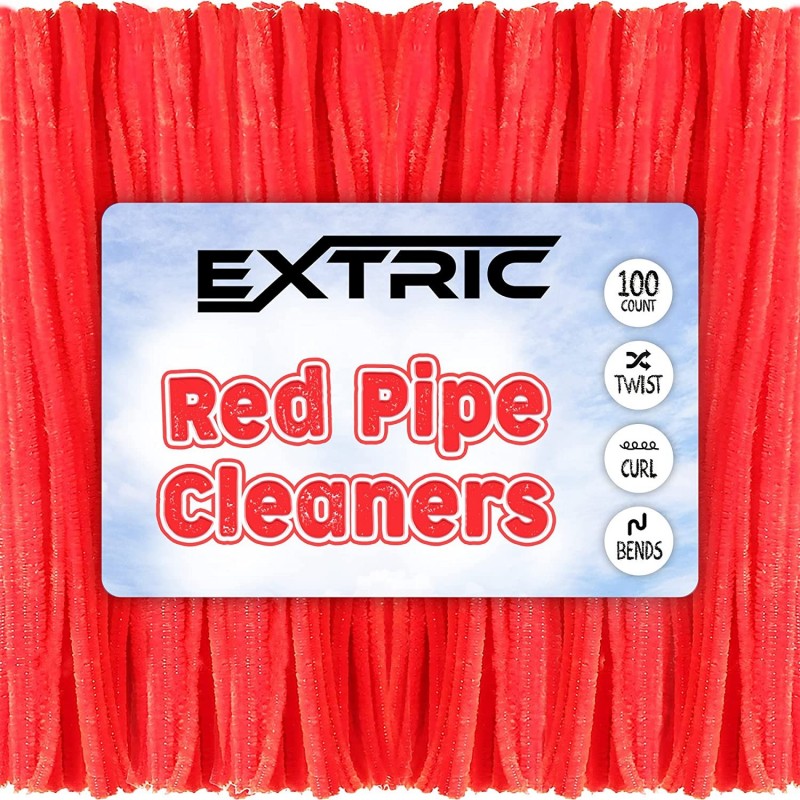 Pipe Cleaners- 100Pc. Pipe Cleaner Red Pipe Cleaners-Chenille Stems Pipe Cleaners Craft Fuzzy Sticks Great Craft Supplies DIY...