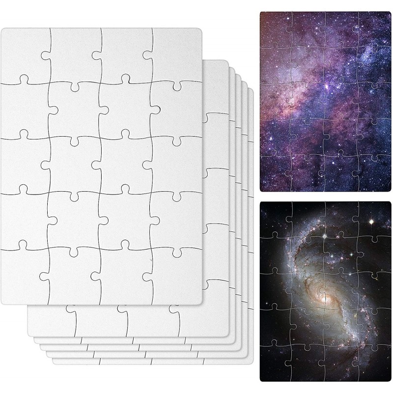 6 Sets Sublimation Blanks Puzzles White Jigsaw Puzzle Blank Puzzles DIY Blank Puzzle for Sublimation Transfer Thermal Transfe...