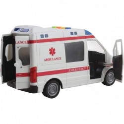 Rescue Ambulance Friction Powered 1:16 Scale with Lights and Sounds Kids Medical Transport Emergency Vehicle Push and Go Dura...