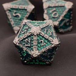 Polyhedral Dice Set Dungeons and Dragons DND Metal Dice Set Dark Green 7pcs D&D Dice Set with Gift Box Dragon Scale D and D R...