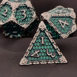 Polyhedral Dice Set Dungeons and Dragons DND Metal Dice Set Dark Green 7pcs D&D Dice Set with Gift Box Dragon Scale D and D R...