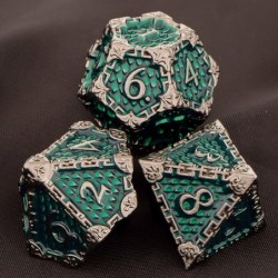 Polyhedral Dice Set Dungeons and Dragons DND Metal Dice Set Dark Green 7pcs D&D Dice Set with Gift Box Dragon Scale D and D R...