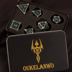 Polyhedral Dice Set Dungeons and Dragons DND Metal Dice Set Dark Green 7pcs D&D Dice Set with Gift Box Dragon Scale D and D R...