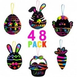 Easter Basket Stuffers - Easter Crafts Kit for Kids - Rainbow Scratch Art (Makes 48 Ornaments) - Bunny Eggs Chicken Decoratio...