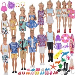 89Pcs Doll Clothes and Accessories for 12 Inch Boy Doll and 11.5 Inch Girl Doll Includes 32 Seaside Wear Clothes Bikini Marin...