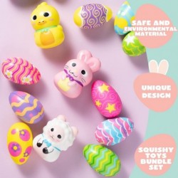 18 Easter Squishies Slow Rising Toys Set Include Rabbit Sheep Chicken Easter Eggs for Kids Stress Squishy Ball Easter Hunt Th...