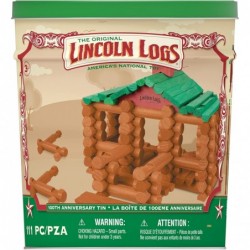 – 100th Anniversary Tin 111 Pieces Real Wood Logs - Ages 3+ - Best Retro Building Gift Set For Boys/Girls - Creative Construc...