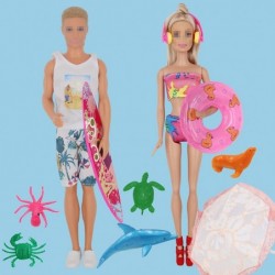 89Pcs Doll Clothes and Accessories for 12 Inch Boy Doll and 11.5 Inch Girl Doll Includes 32 Seaside Wear Clothes Bikini Marin...