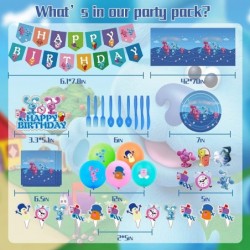 Blue Birthday Decoration 156Pcs Party Supplies Include Happy Birthday Banner Tablecloth Cake Toppers Knife Fork Spoon Balloon...