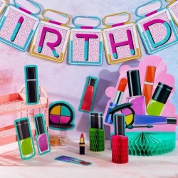 Spa Birthday Party Decorations Kit Spa Happy Birthday Banner Make Up Honeycomb Centerpiece Nail Girl Theme Dizzy Danglers for...