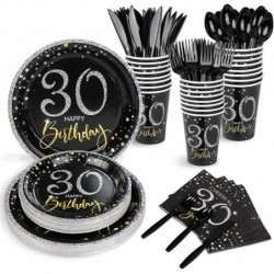 30th Birthday Plates and Napkins Set Serves 24 30th Birthday Decorations for Him 12oz Cups 48 Napkins Knives Forks Spoons Inc...