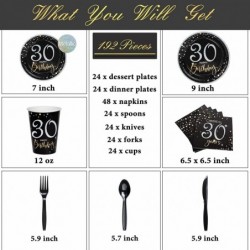 30th Birthday Plates and Napkins Set Serves 24 30th Birthday Decorations for Him 12oz Cups 48 Napkins Knives Forks Spoons Inc...