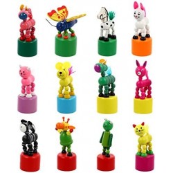 12pcs Kids Wooden Push Up Toys Kids Finger Puppets Wood Animal Figurines Press Base Thumb Puppets Animal Party Favors $31.17 ...