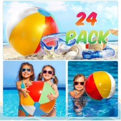 24 Pack 16 Inches Inflatable Beach Ball Kids and Adults Blow up Rainbow Colored Beach Ball for Beach Pool Party Favors School...