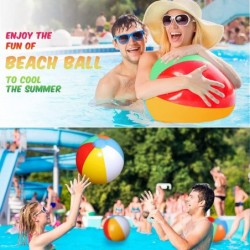 24 Pack 16 Inches Inflatable Beach Ball Kids and Adults Blow up Rainbow Colored Beach Ball for Beach Pool Party Favors School...