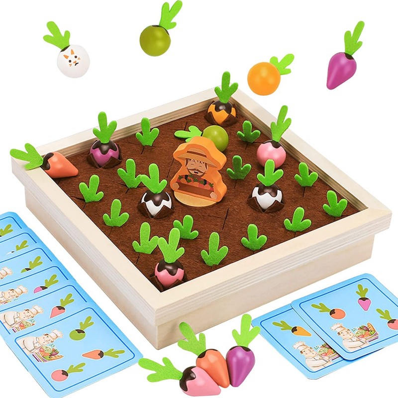 Vegetable Memory Game – Fun and Interactive Kids Wooden Toys-Learning Toys for 3 Year Olds – Carrot Matching Game for Boys an...