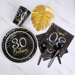 30th Birthday Plates and Napkins Set Serves 24 30th Birthday Decorations for Him 12oz Cups 48 Napkins Knives Forks Spoons Inc...