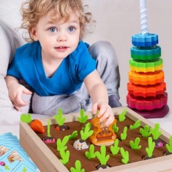 Vegetable Memory Game – Fun and Interactive Kids Wooden Toys-Learning Toys for 3 Year Olds – Carrot Matching Game for Boys an...