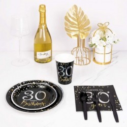 30th Birthday Plates and Napkins Set Serves 24 30th Birthday Decorations for Him 12oz Cups 48 Napkins Knives Forks Spoons Inc...