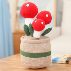 Mushroom Plant Plush Pillow Flower Pot Plush Bed Sofa Pillow Cute Plant Desk Room Decoration Pillow Cushion (20×12cm/9.8×4.7i...