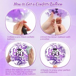 60th Purple Birthday Balloons Decorations 16 PCS Purple White Confetti Latex Balloons for Women Men Happy Birthday Party Wedd...