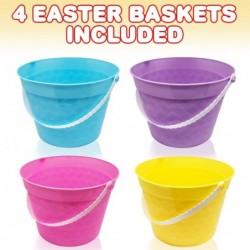 Plastic Easter Baskets Set of 4 Egg Hunt Baskets in Assorted Colors Great as Easter Party Decorations Easter Party Supplies a...