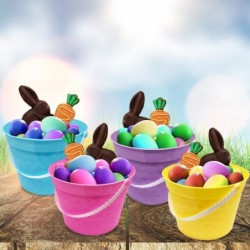 Plastic Easter Baskets Set of 4 Egg Hunt Baskets in Assorted Colors Great as Easter Party Decorations Easter Party Supplies a...