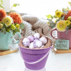 Plastic Easter Baskets Set of 4 Egg Hunt Baskets in Assorted Colors Great as Easter Party Decorations Easter Party Supplies a...