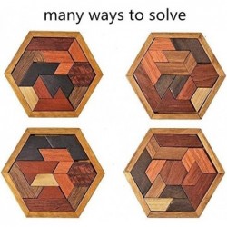 Hexagon Tangram Puzzle Wooden Puzzle for Children and Adults Challenging Puzzles Wooden Brain Teasers Puzzle for Adults Puzzl...