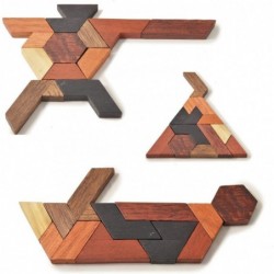 Hexagon Tangram Puzzle Wooden Puzzle for Children and Adults Challenging Puzzles Wooden Brain Teasers Puzzle for Adults Puzzl...