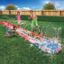 Turbo Speed Racing Slide Length: 17 ft Width: 28 in Inflatable Outdoor Backyard Water Slide Splash Toy $25.92 Swimming Pool &...