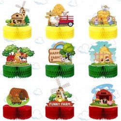 9 Pieces Farm Animals Honeycomb Centerpieces Farm Animal Themed Birthday Cake Table Toppers Barn Party Supplies Indoor and Ou...