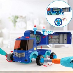 JOYIN Remote Control Take Apart Fire Truck & Police Car Fire Trucks for Boys with Built-in Lights and Sounds & Drill STEM Ass...