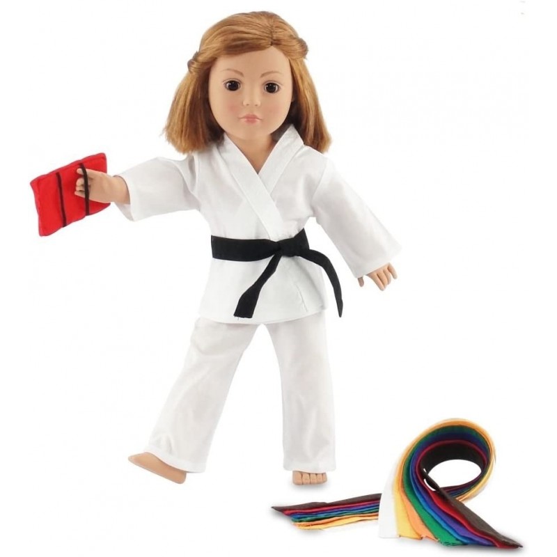 18 Inch Doll Clothes Karate Outfit Gift Set Toy for Kids Girls Girl Includes All 9 Color Belts Accessory 18" Doll Clothing Ac...