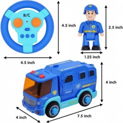 JOYIN Remote Control Take Apart Fire Truck & Police Car Fire Trucks for Boys with Built-in Lights and Sounds & Drill STEM Ass...