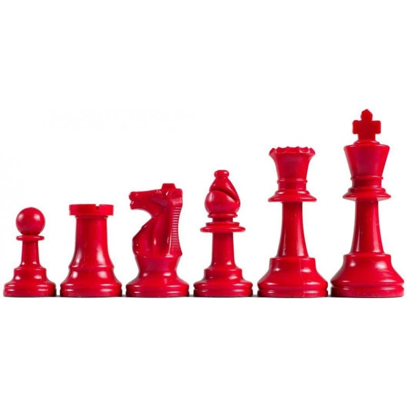 Color Bright Plastic Staunton Tournament Chessmen with 3.75 in. King - Half Set Red $22.88 Board Games