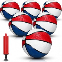 6 Pcs Red White and Blue Mini Basketball 5 Inch Small Basketball Pool Outdoor Basketball Arcade Games with Pump for Sports Lo...