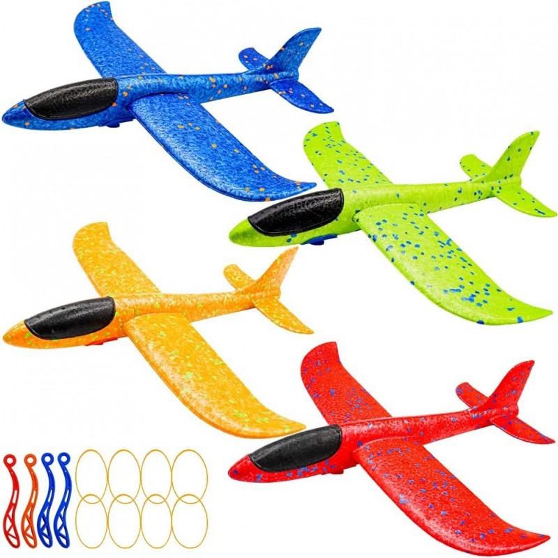 4 Pack Airplane Toys Throwing Foam Plane with 13.6 inches Wingspan for Outdoor Sports Garden Foam Glider Planes for Kids Gift...